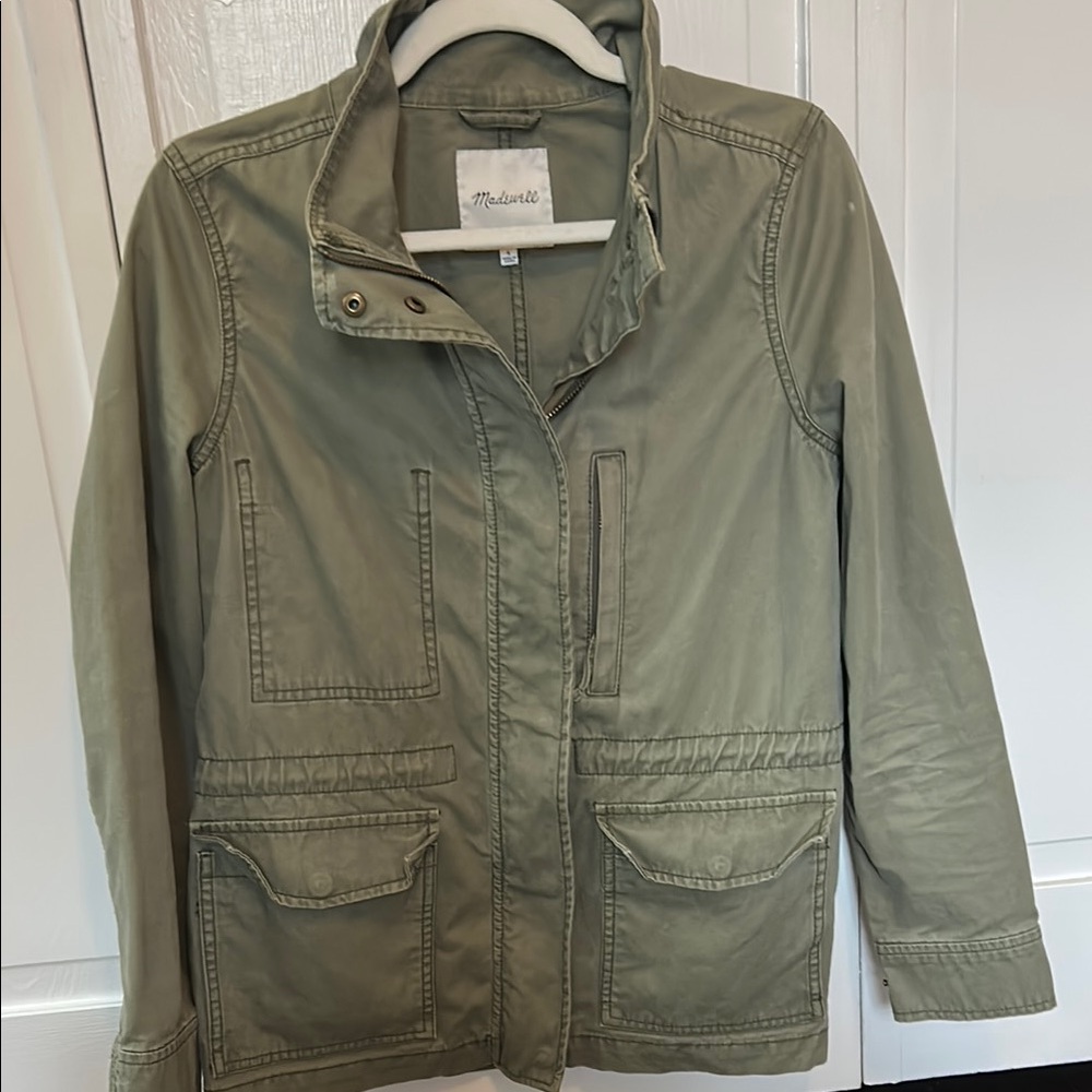 Madewell Green Utility Jacket with Stand-Up Collar
